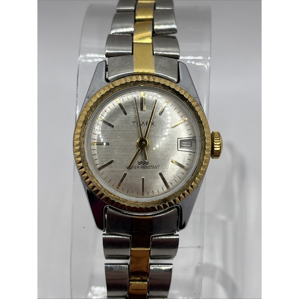 Timex 1980s Women's‎ Two Tone Mechanical Watch 6.75" Band- Working